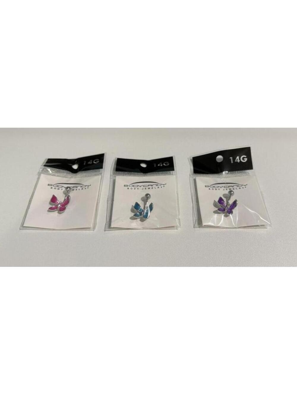 Body Candy "Clear Gem Chunky Butterfly" Belly Rings Lot